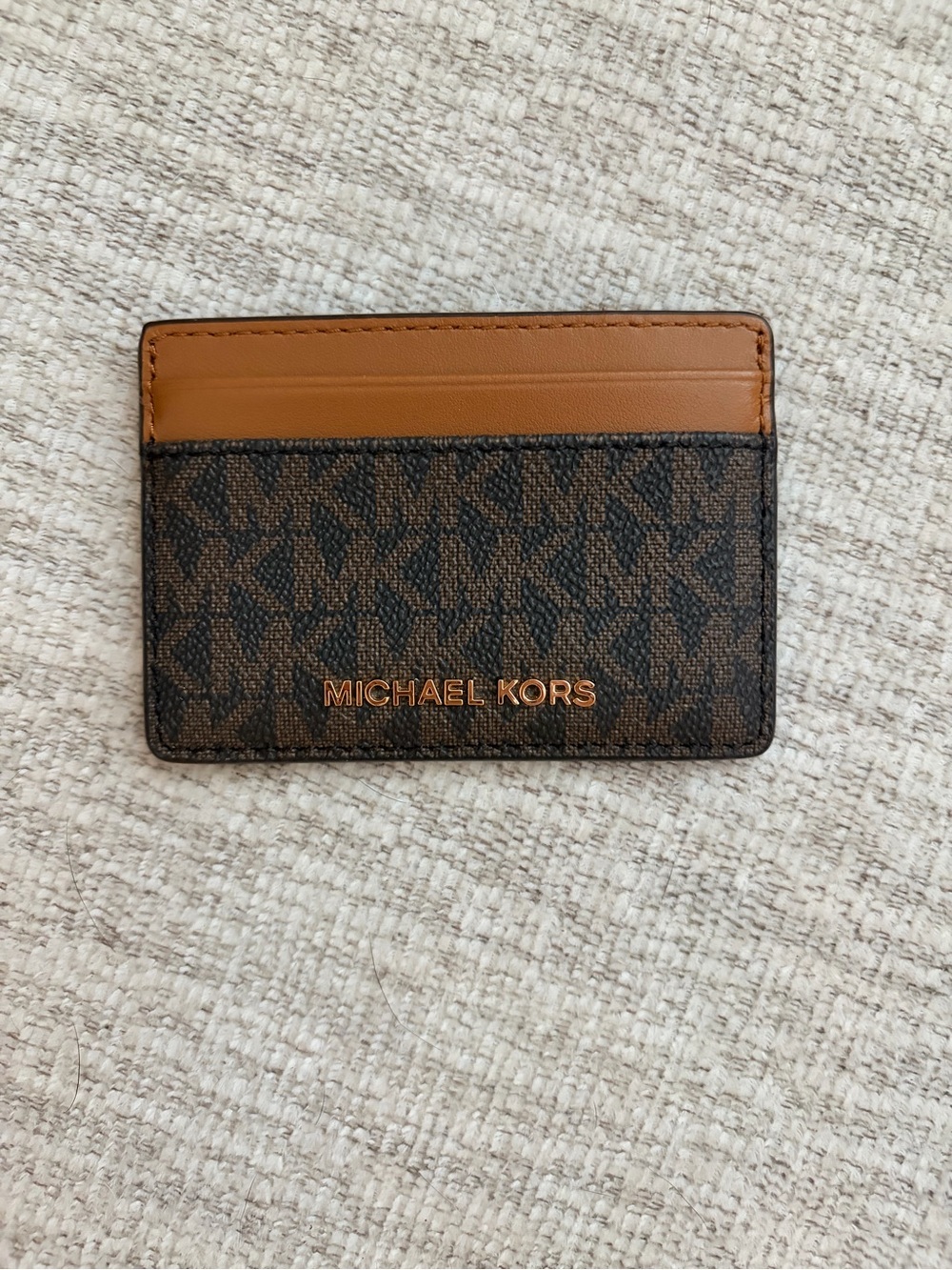 Michael Kors Brown and Tan Signature Card Holder